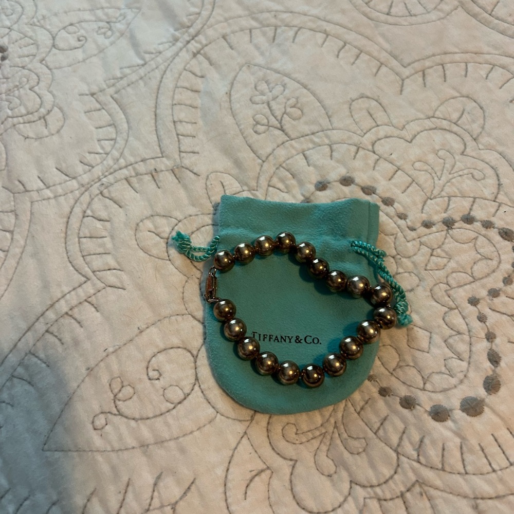 Tiffany & Co. Silver Bead Bracelet with Pouch